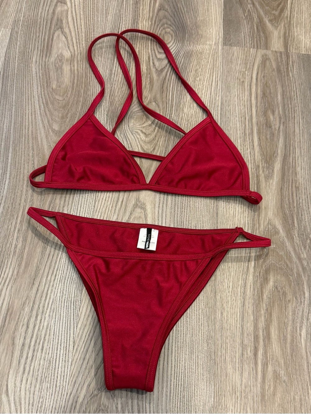 Fashion Nova Red Triangle Bikini Set